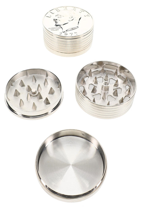 Coin 3-Part Metal Herb Grinder Pocket UFO 2 inch alternate view