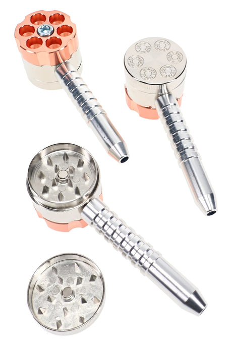 Bullet 3-Part Metal Grinder Pipe “Six-Shooter” – 1½″