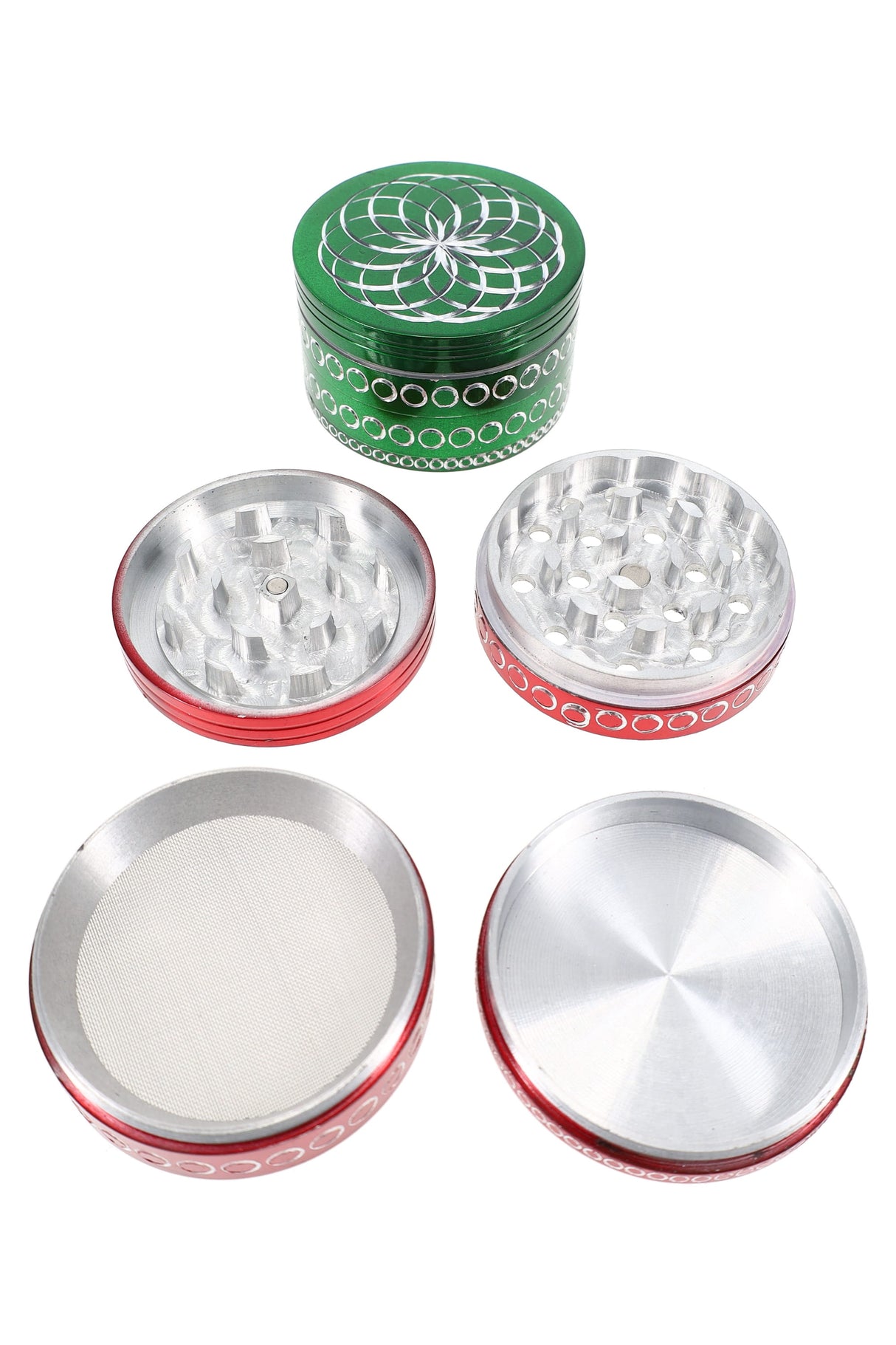 Diamond-Cut 4-Part Metal Herb Grinder “Moon Phase” – Assorted Colors
