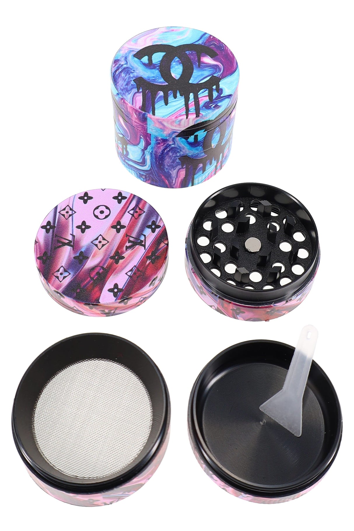 Zinc Alloy 4-Part Metal Herb Grinder “Pop Print” – Assorted