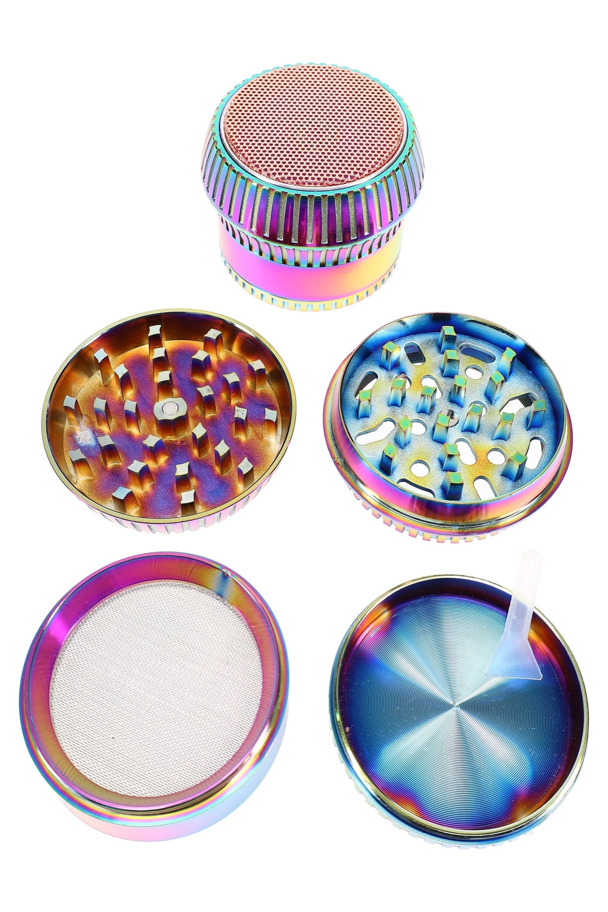 4-Part Metal Herb Grinder “Prism Cap” – Rainbow – 2½″