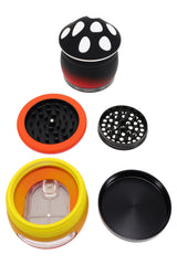 Metal Mushroom 4-Part Grinder “Cap Slide” – Dispenser – 2¼″ – Assorted Colors