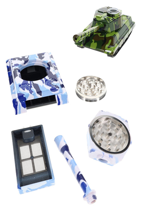 Tank Metal Herb Grinder & Pipe “Rolling Armor” – 1¾″ – Assorted Colors