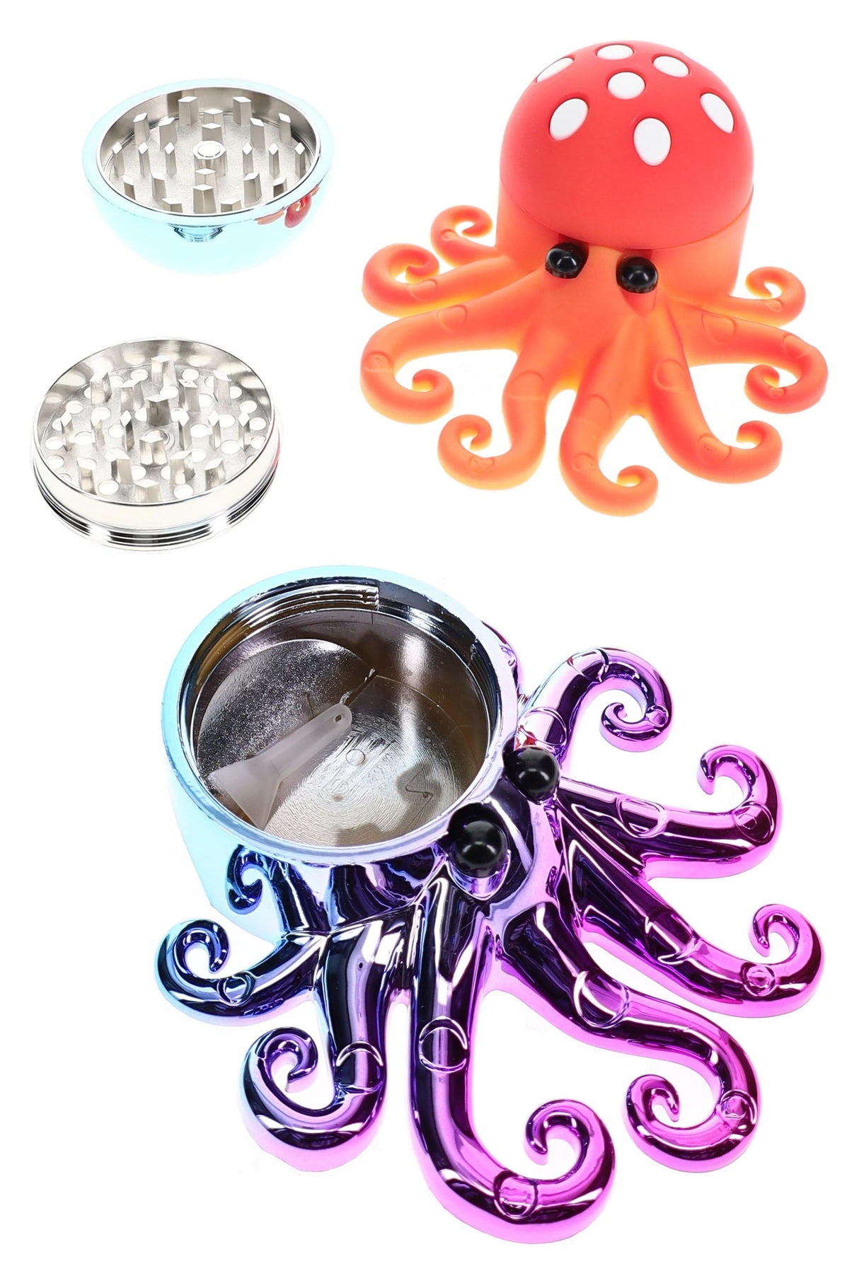 Octopus Metal Herb Grinder “Tentacle Twist” – 1¾″ – Assorted Colors