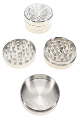 Leaf Design 3-Part Metal Herb Grinder Leaf Lift 2 inch alternate view