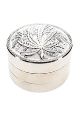 Leaf Design 3-Part Metal Herb Grinder Leaf Lift 2 inch