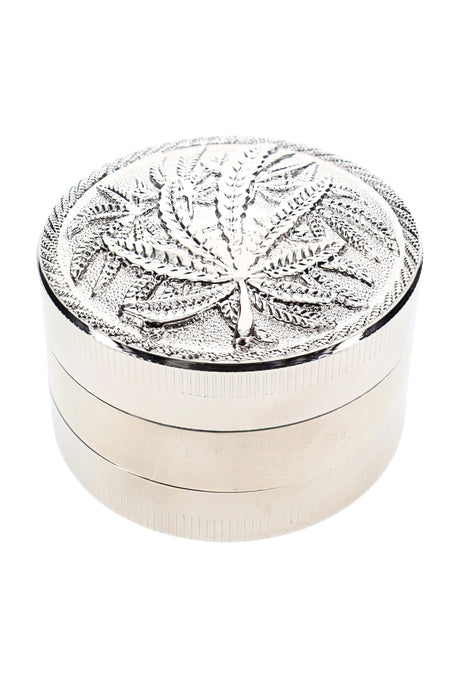 Leaf Design 3-Part Metal Herb Grinder Leaf Lift 2 inch