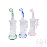 Rock Glass 14" Bent Neck Bong with Double Chamber & Matrix Perc