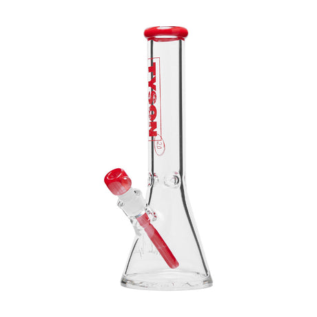 Tyson 2.0 Beaker Water Pipe with Red Accents, 14mm Female Joint, Borosilicate Glass - Front View