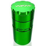 AFM 5-Piece Aluminum Herb Grinder in Vibrant Green, Front View, Durable with Fine Teeth