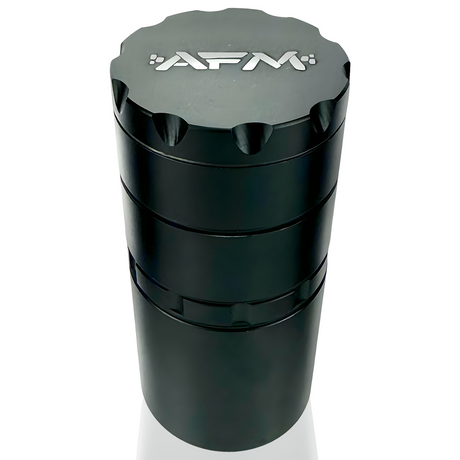 AFM 5-Piece Aluminum Herb Grinder in Black, Front View on White Background