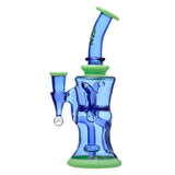 Calibear Opal Showerhead Recycler Bong in Mint Green & Dark Blue with Bent Neck and Borosilicate Glass