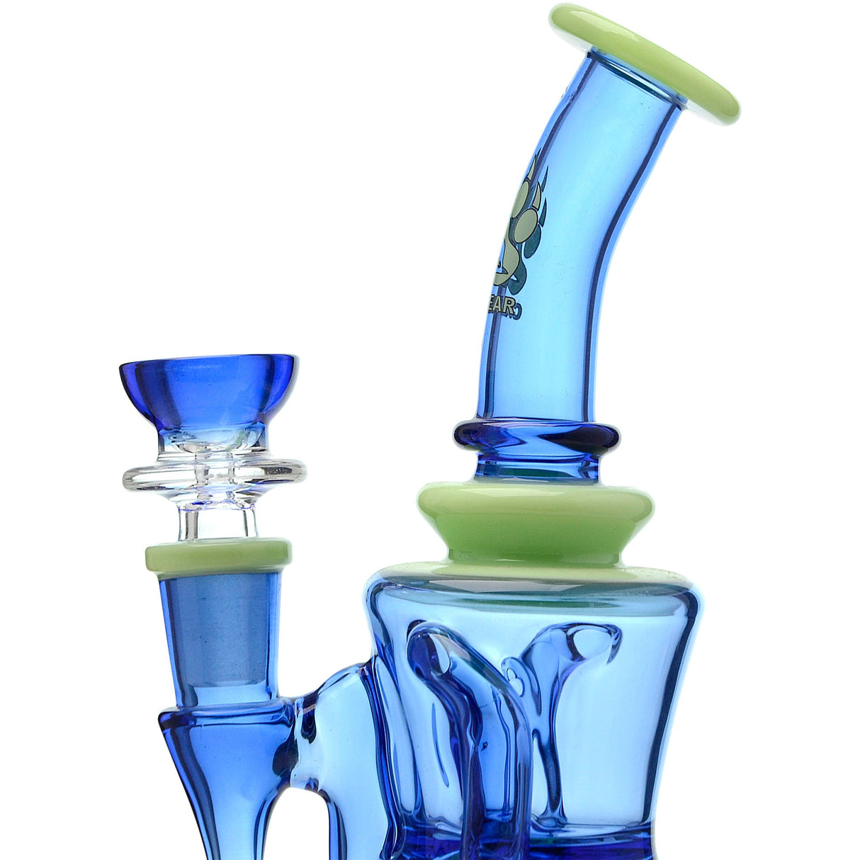 Calibear Opal Showerhead Recycler Bong with Bent Neck and Colored Glass