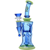 Calibear Opal Showerhead Recycler Bong, 8 Inches, Bent Neck, Borosilicate Glass, Front View