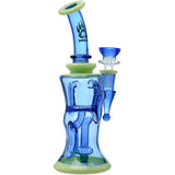 Calibear Opal Showerhead Recycler Bong with Bent Neck and Blue Colored Glass