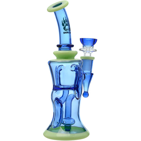 Calibear Opal Showerhead Recycler Bong with Bent Neck and Blue Colored Glass