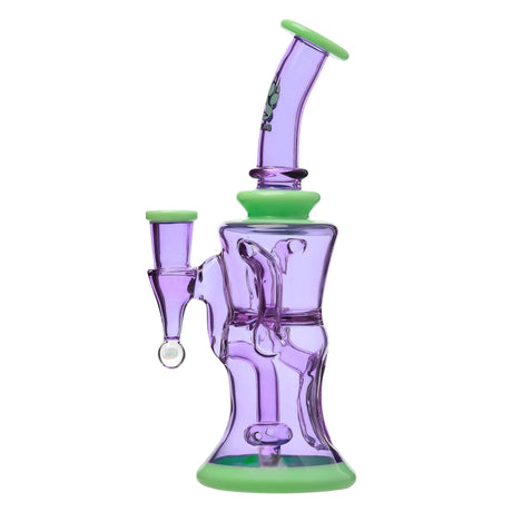 Calibear Opal Showerhead Recycler Bong in Mint Green & Purple with Bent Neck and Borosilicate Glass