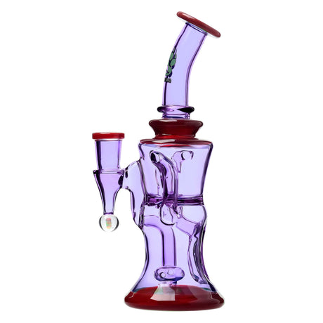 Calibear Opal Showerhead Recycler Bong in Red & Purple with Bent Neck and Female Joint