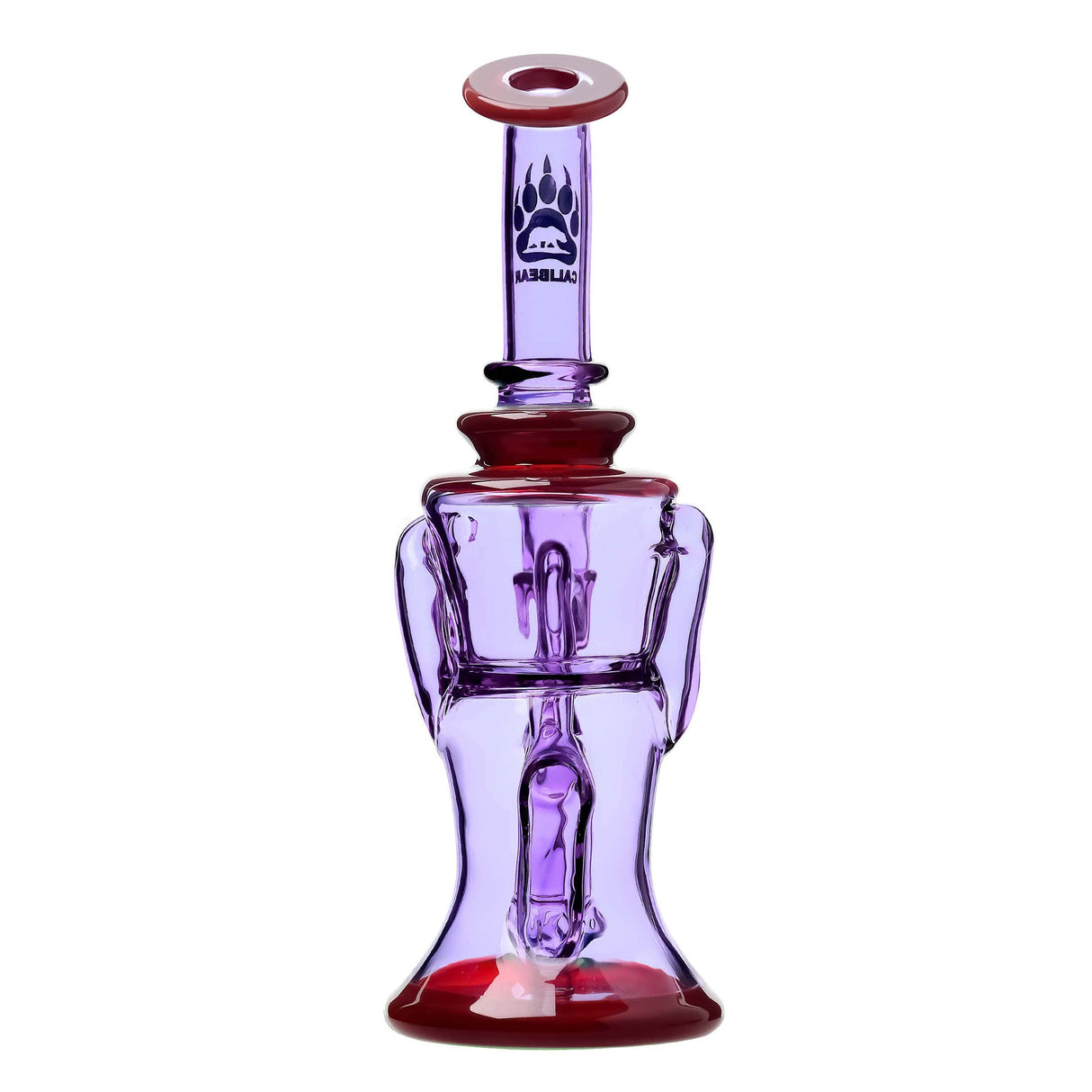 Calibear Opal Showerhead Recycler Bong with Bent Neck and Colored Glass, Front View