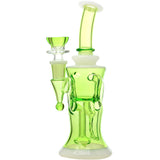 Calibear Opal Showerhead Recycler Bong in vibrant green with bent neck and female joint