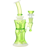 Calibear Opal Showerhead Recycler Bong in Vibrant Green with Bent Neck - 8" Tall