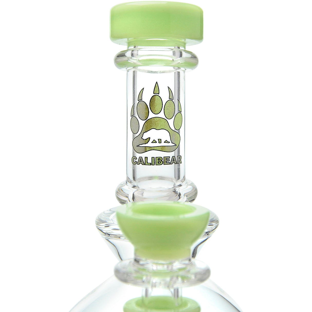 Calibear Fab Egg Dab Rig featuring Seed of Life design, 14mm female joint, front view on white background