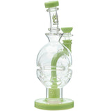 Calibear Fab Egg Seed of Life Dab Rig with Bent Neck and Green Color Accents, 14mm Female Joint