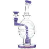 Calibear Fab Egg Seed Of Life Dab Rig with Purple Accents and Bent Neck - Front View