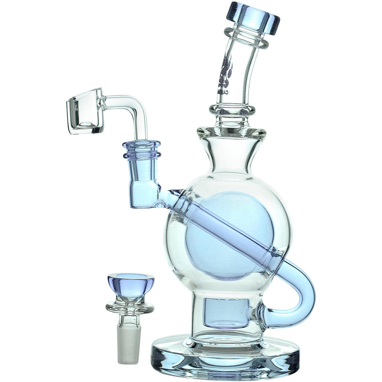 Calibear Seed Of Life Recycler Rig with Bent Neck and Banger, Front View on White Background