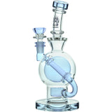 CaliBear Seed Of Life Recycler Rig with Bent Neck & Blue Accents - 14mm Female Joint