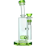 Calibear Showerhead Percolator Bong with Bent Neck and Green Color Accents