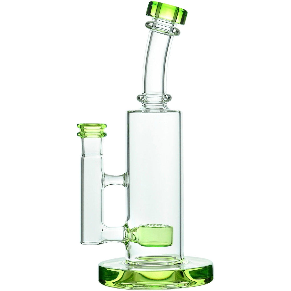 Calibear Showerhead Percolator Bong with Bent Neck and Color Accents - Front View