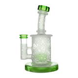 Calibear Sandblasted Bong with Seed of Life Design, Bent Neck & 14mm Female Joint - Light Green