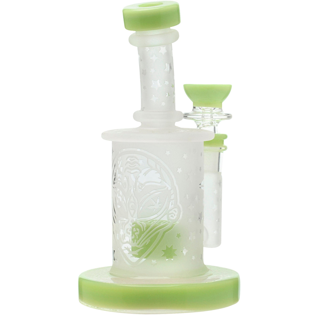 Calibear Sandblasted Mini Can Bong with Flower of Life Design and Green Accents