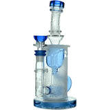 Calibear 8" Sandblasted Bong with Showerhead Perc, Blue Accents, and Bent Neck Design