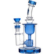 Calibear Seed Of Life Torus Can Dab Rig in dark blue with its bowl set beside it
