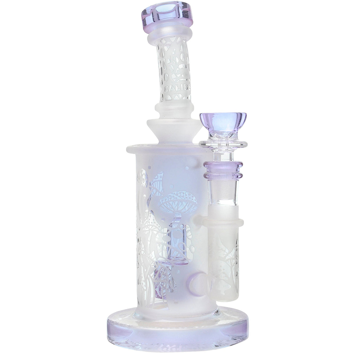 Calibear Sandblasted Seed of Life Perc Torus Bong with Bent Neck and Color Accents