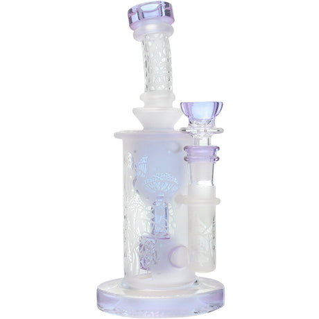 Calibear Sandblasted Seed of Life Perc Torus Bong with Bent Neck and Color Accents
