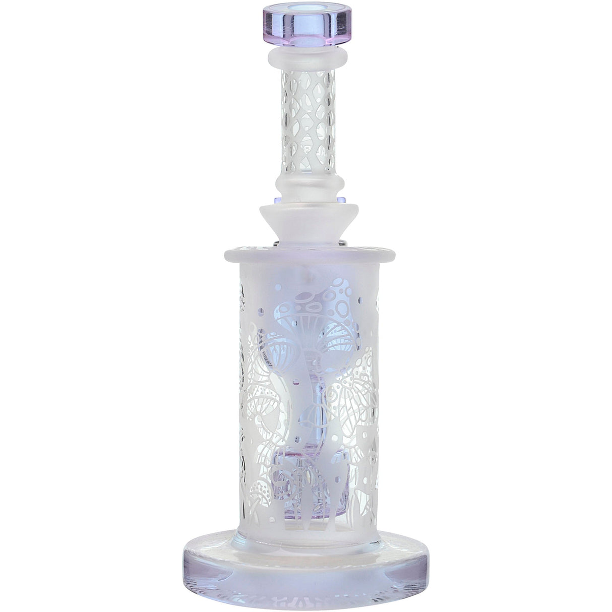 Calibear Sandblasted Seed Of Life Perc Torus Bong with Bent Neck - Front View