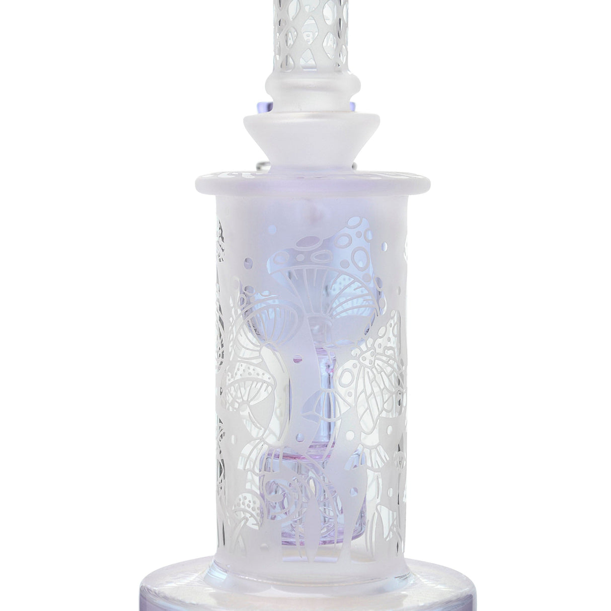 Calibear Sandblasted Seed Of Life Perc Torus Can Bong with intricate design and bent neck