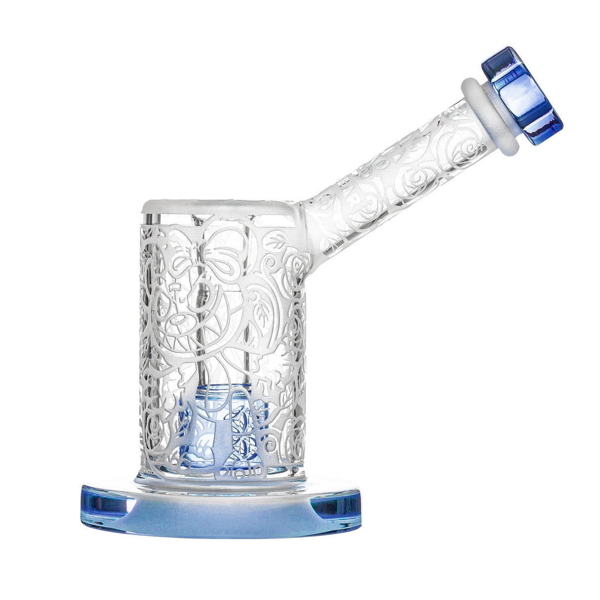 Calibear Sandblasted Upright Bubbler with Seed of Life Percolator, 14mm, Angled Side View