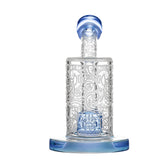 Calibear Sandblasted Bubbler with Seed of Life Percolator, Blue Accents, Front View