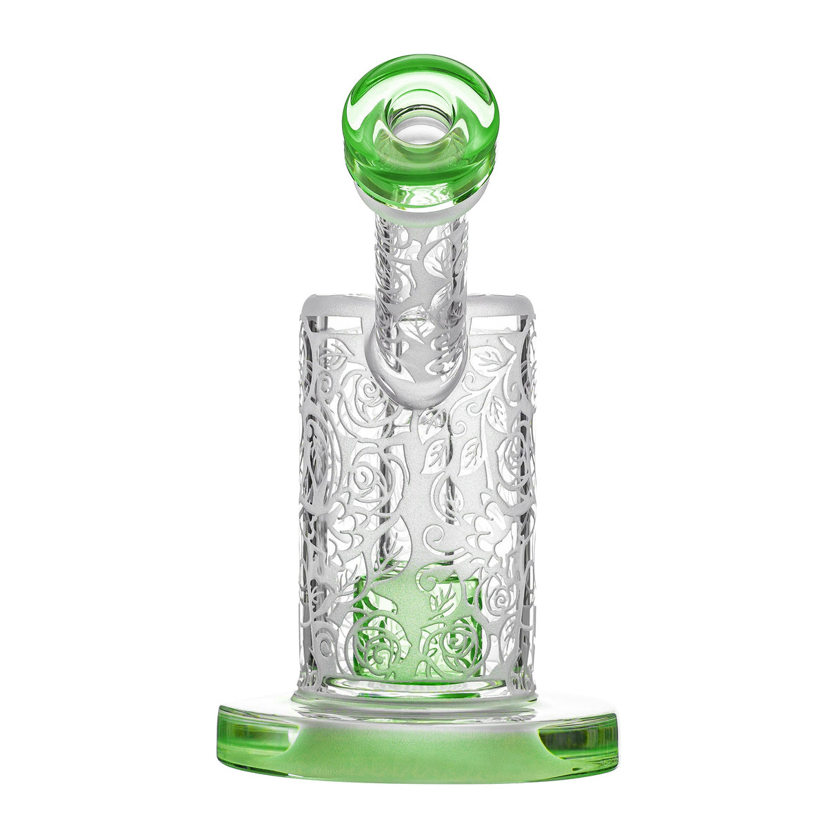 Calibear Sandblasted Bubbler with intricate Seed of Life Percolator, 6.5" tall, front view