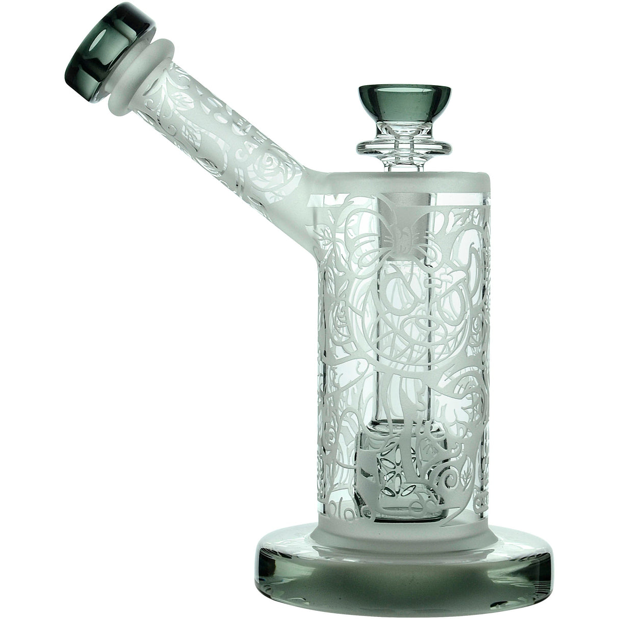 Calibear Sandblasted Bubbler featuring Seed of Life Percolator, 6.5" Tall, Front View