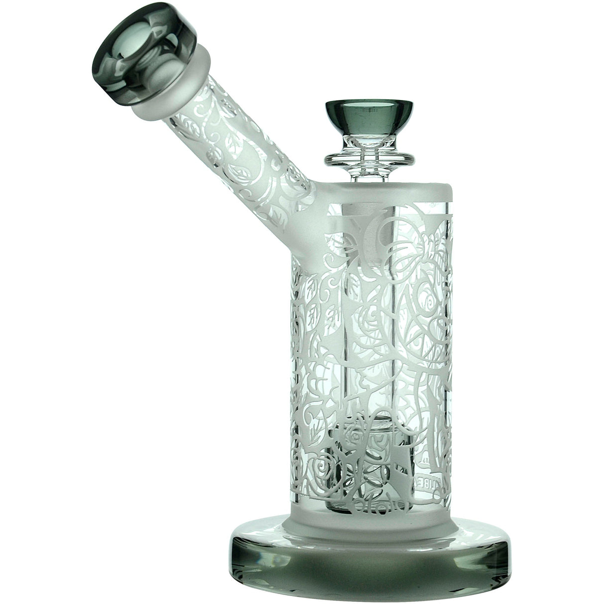 Calibear Sandblasted Seed of Life Percolator Bubbler, 6.5" Tall, Front View with Intricate Design