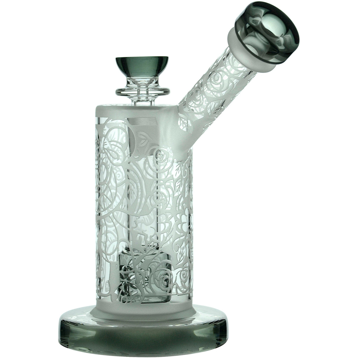 Calibear Sandblasted Seed of Life Percolator Bubbler, Front View, 6.5" Tall with Bowl