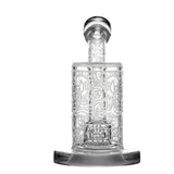 Calibear Sandblasted Bubbler featuring Seed of Life Percolator, 14mm, 6.5" Tall, Front View