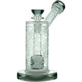 Calibear Sandblasted Upright Bubbler with Intricate Seed of Life Percolator, 6.5" Tall, Front View