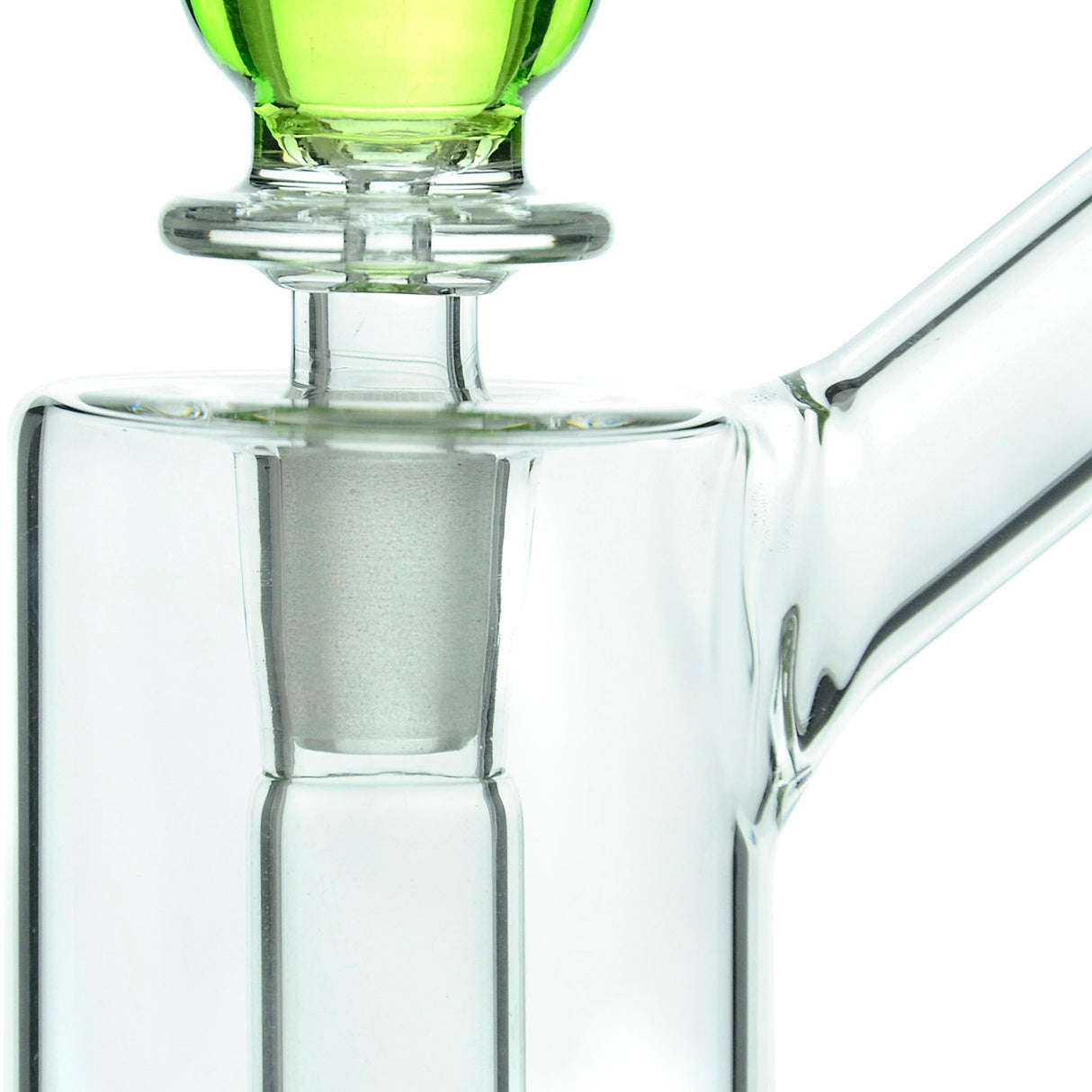 Close-up of CaliBear Glass Bubbler with Seed of Life Percolator and Green Bowl