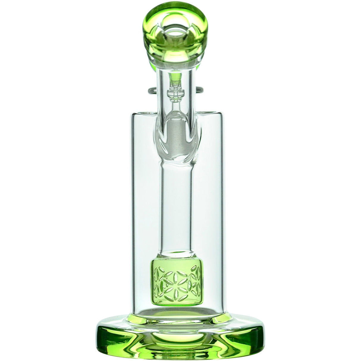 CaliBear Seed of Life Percolator Glass Bubbler with Green Accents - Front View